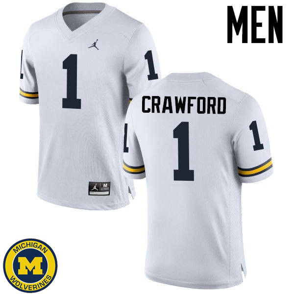 Mens Michigan Wolverines #1 Dylan Crawford White High School Jersey